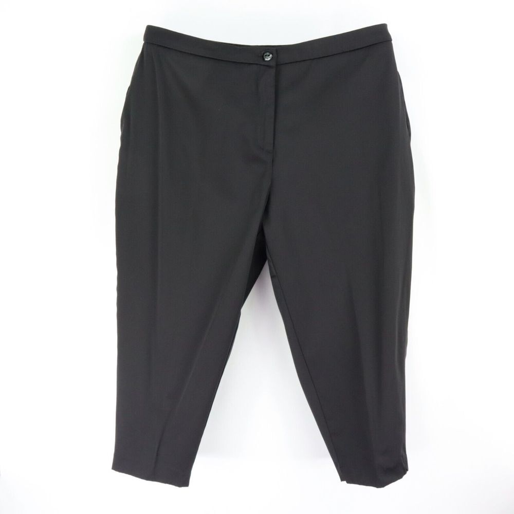Avenue Dress Pants Womens 18 Black Cotton Blend Tapered Ankle‎ Length Flat Front
